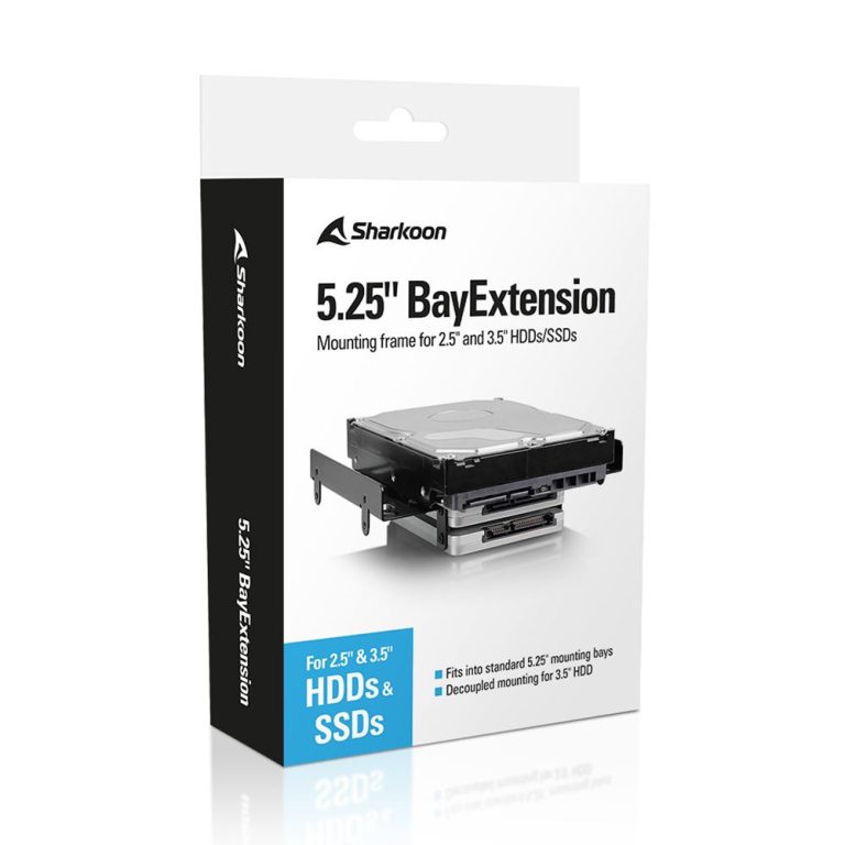 Inbouwsetje voor hdd`s en ssd`s sharkoon-bayExtension-voor 2,5-en-3,5 hdd`s-en-ssd`s
